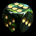 Chessex Scarab Jade & Gold 16mm D6 Spot Dice