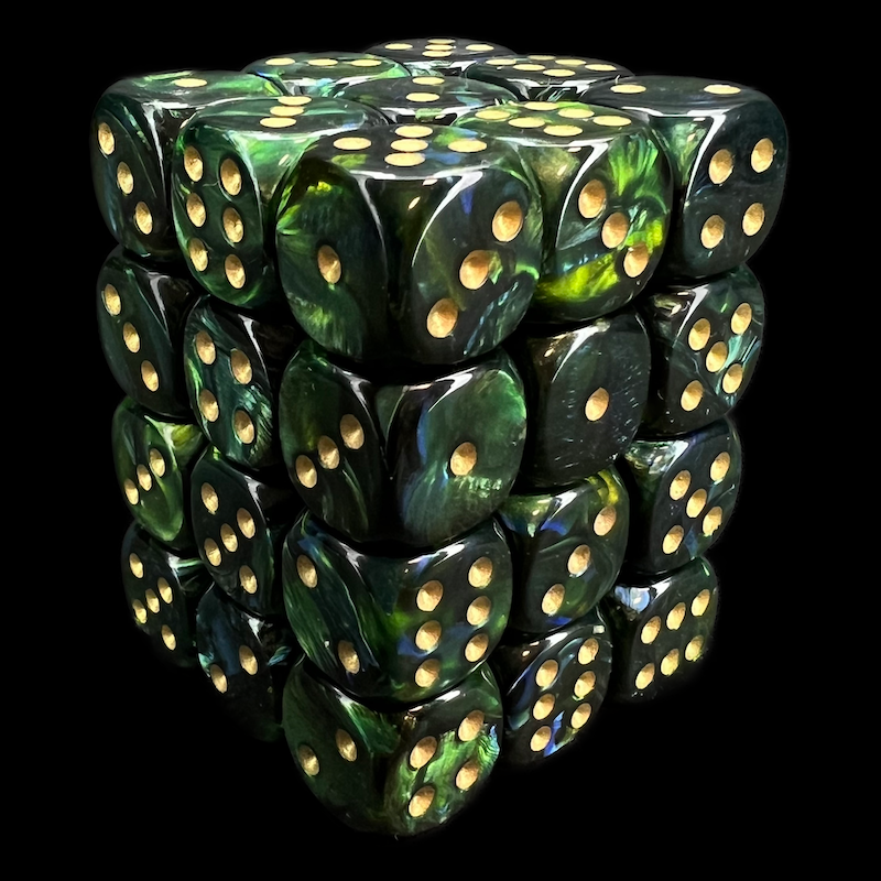 Chessex Scarab Jade & Gold 36 x D6 Dice Set