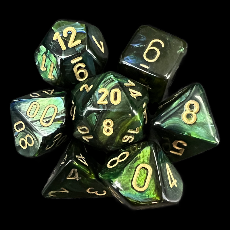 Chessex Scarab Jade & Gold 7 Dice Polyset