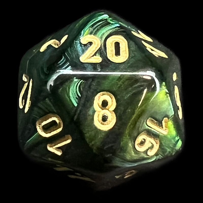 Chessex Scarab Jade & Gold D20 Dice