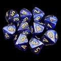 Chessex Scarab Royal Blue & Gold 10 x D10 Dice Set