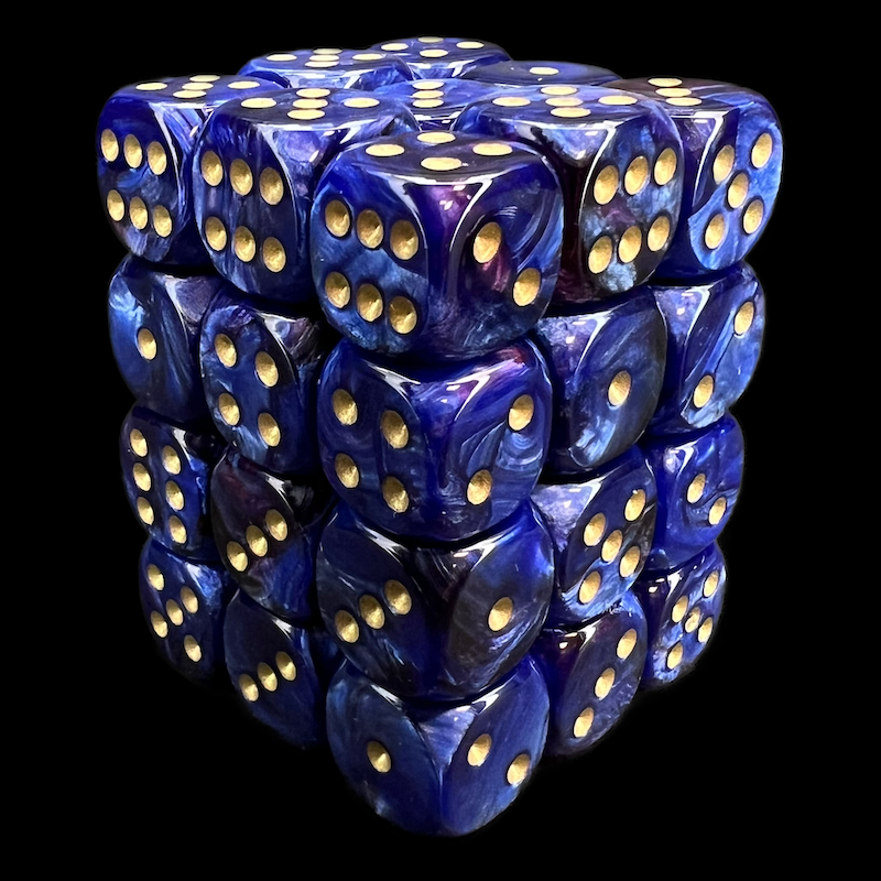 Chessex Scarab Royal Blue & Gold 36 x D6 Dice Set