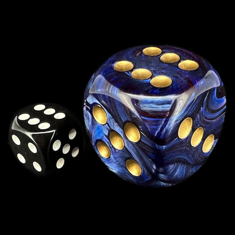 Chessex Scarab Royal Blue & Gold BIG 30mm D6 Spot Dice