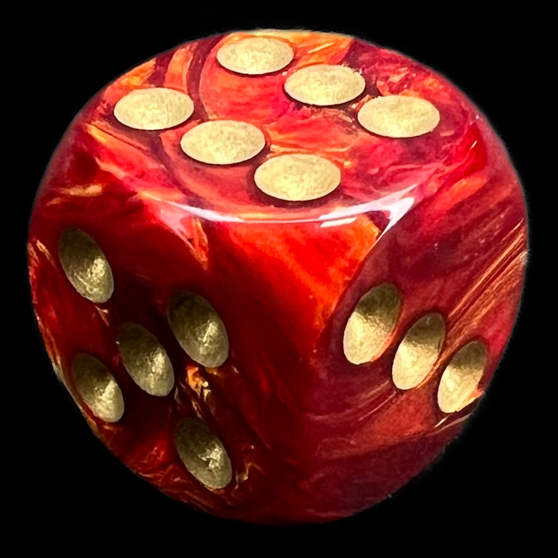 Chessex Scarab Scarlet & Gold 16mm D6 Spot Dice