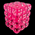 Chessex Translucent Pink & White 36 x D6 Dice Set