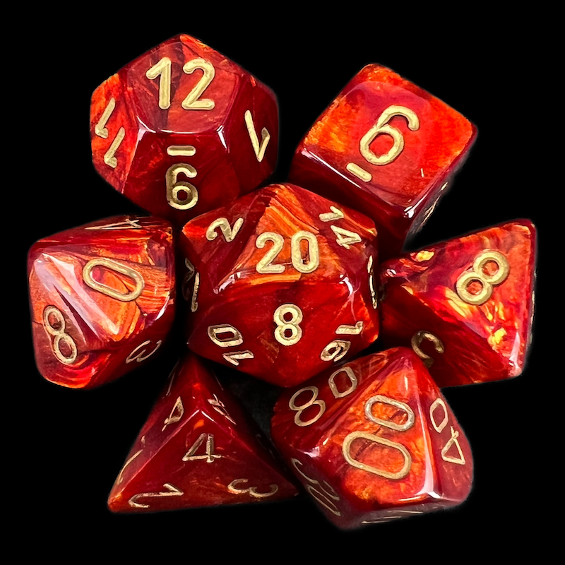 Chessex Scarab Scarlet & Gold 7 Dice Polyset