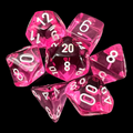 Chessex Translucent Pink & White 7 Dice Polyset