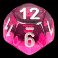 Chessex Translucent Pink & White D12 Dice