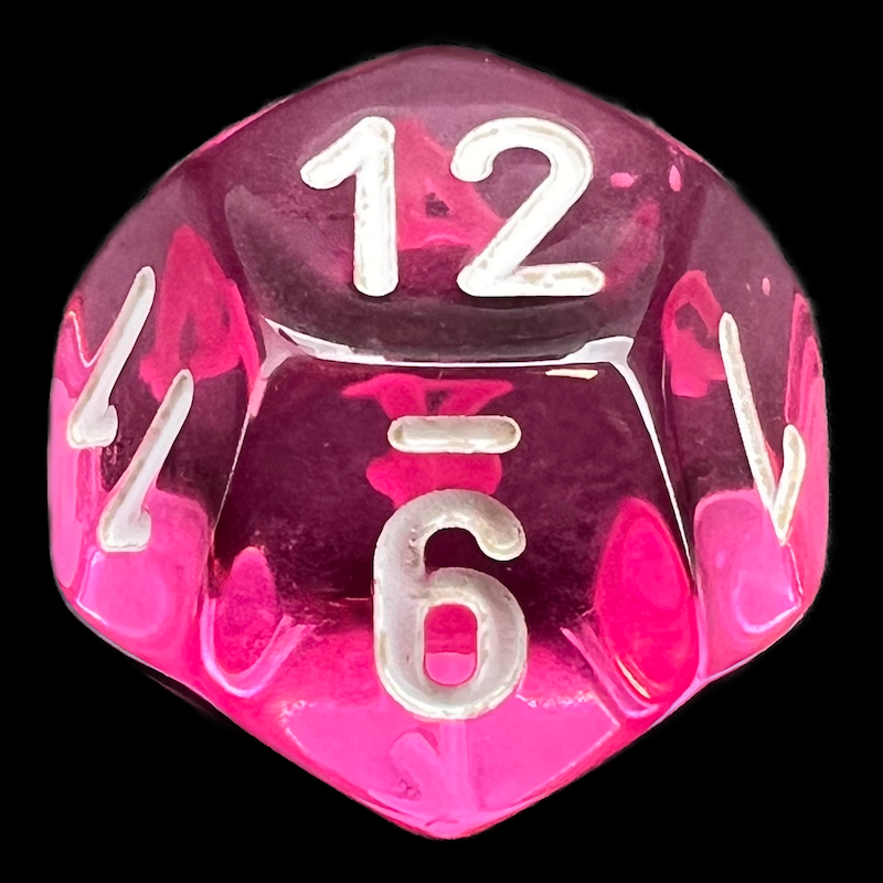 Chessex Translucent Pink & White D12 Dice