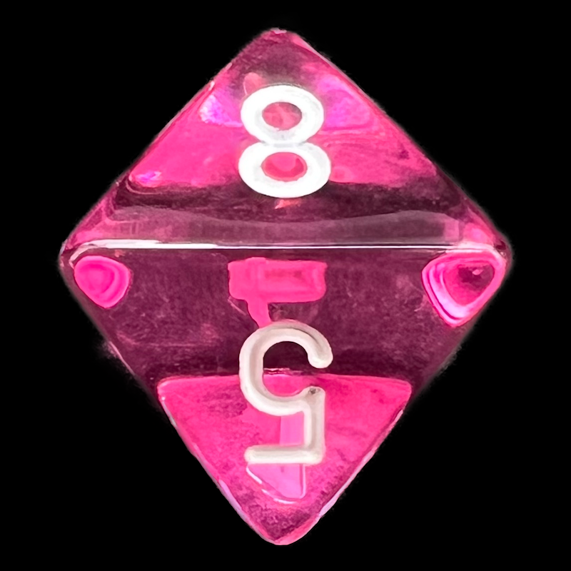 Chessex Translucent Pink & White D8 Dice
