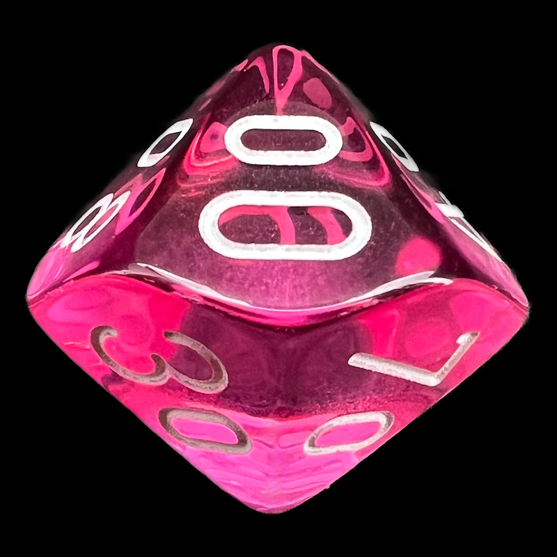 Chessex Translucent Pink & White Percentile Dice