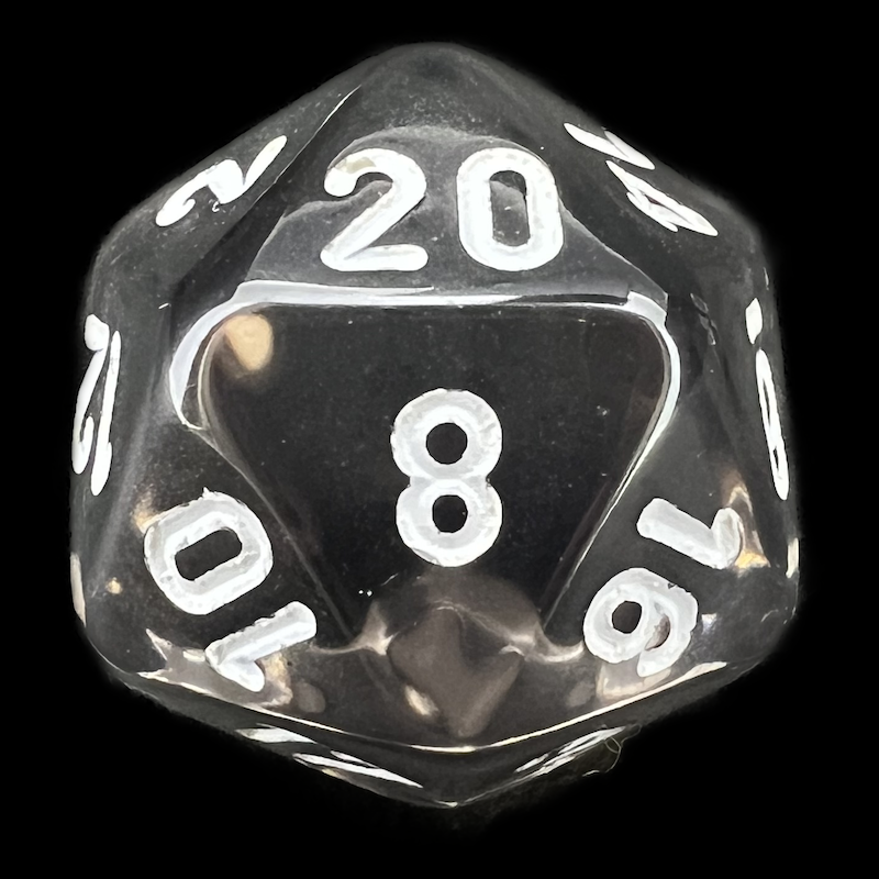 Chessex Translucent Smoke & White D20 Dice