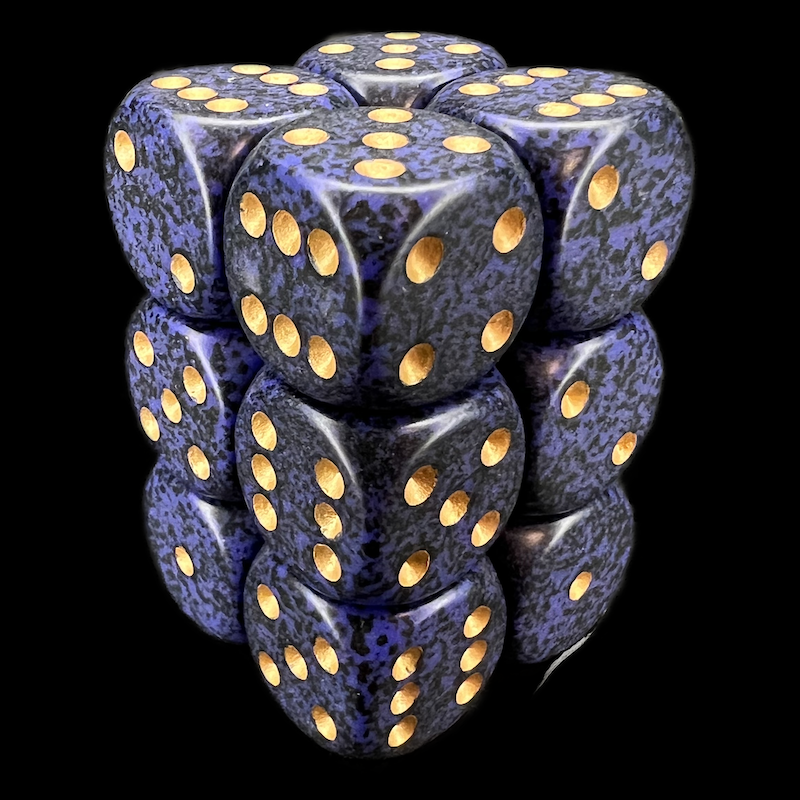 Chessex Speckled Golden Cobalt 12 x D6 Dice Set