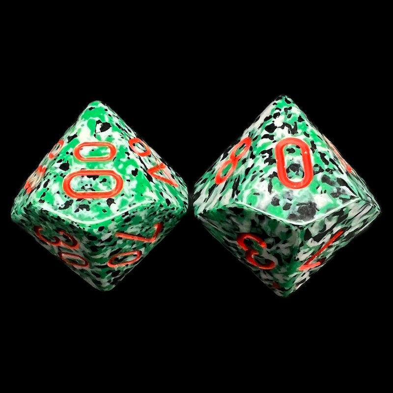Chessex Speckled Jungle Camo Pair of D10 & Percentile Dice - OUT OF PRODUCTION