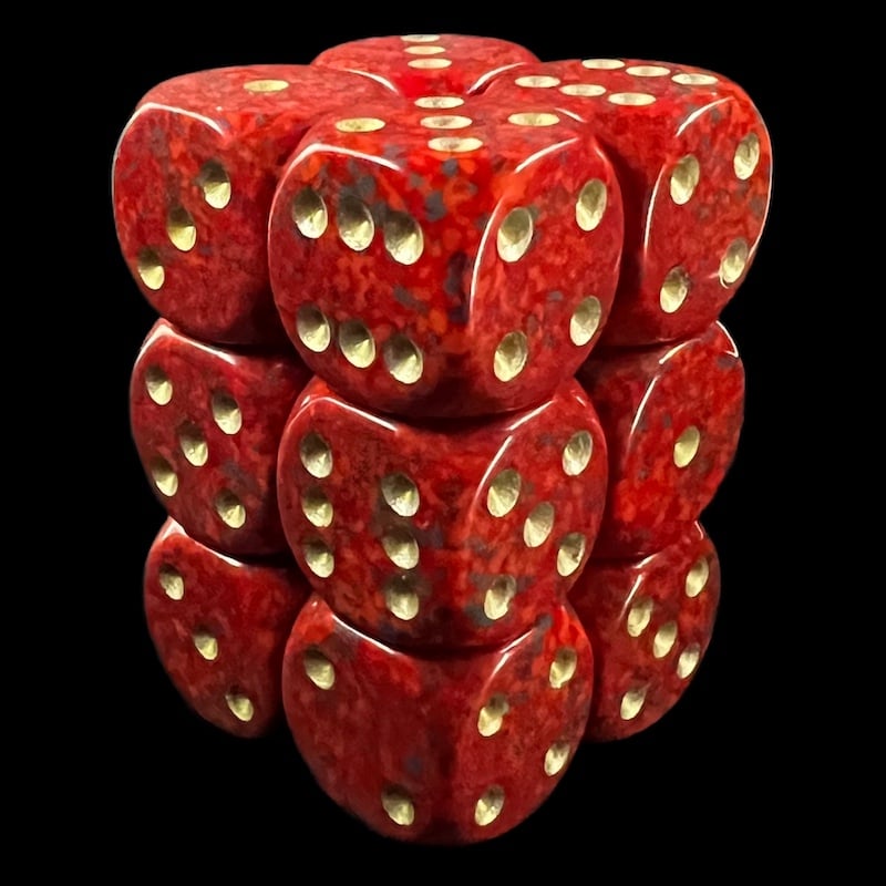 Chessex Speckled Mars & Gold 12 x D6 Dice Set OOP