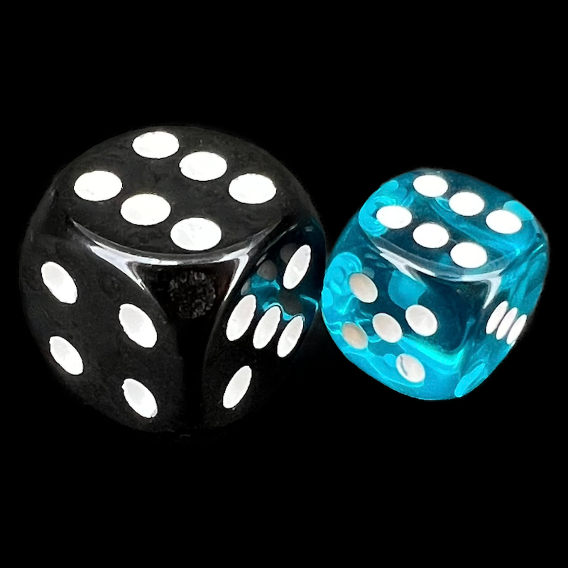 Chessex Translucent Teal & White 12mm D6 Spot Dice