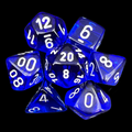 Chessex Translucent Blue & White 7 Dice Polyset