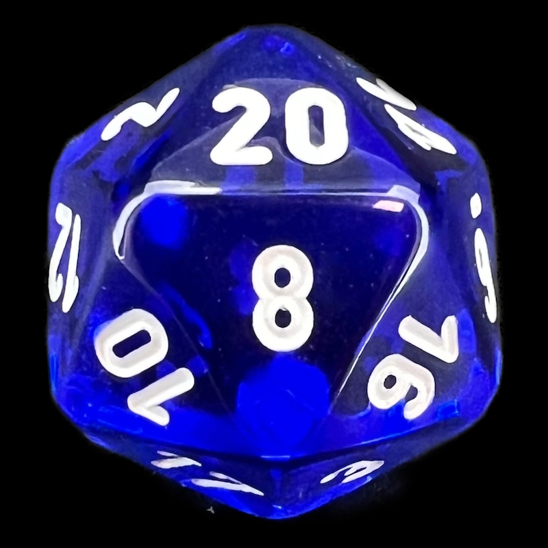 Chessex Translucent Blue & White D20 Dice