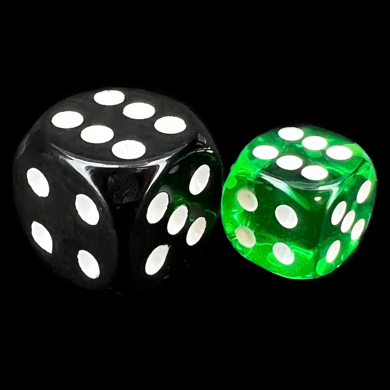 Chessex Translucent Green & White 12mm D6 Spot Dice