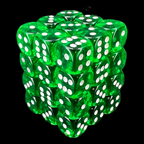 Chessex Translucent Green & White 36 x D6 Dice Set