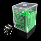 Chessex Translucent Green & White MINI-HEDRAL 7 Dice Polyset with Dice Cube
