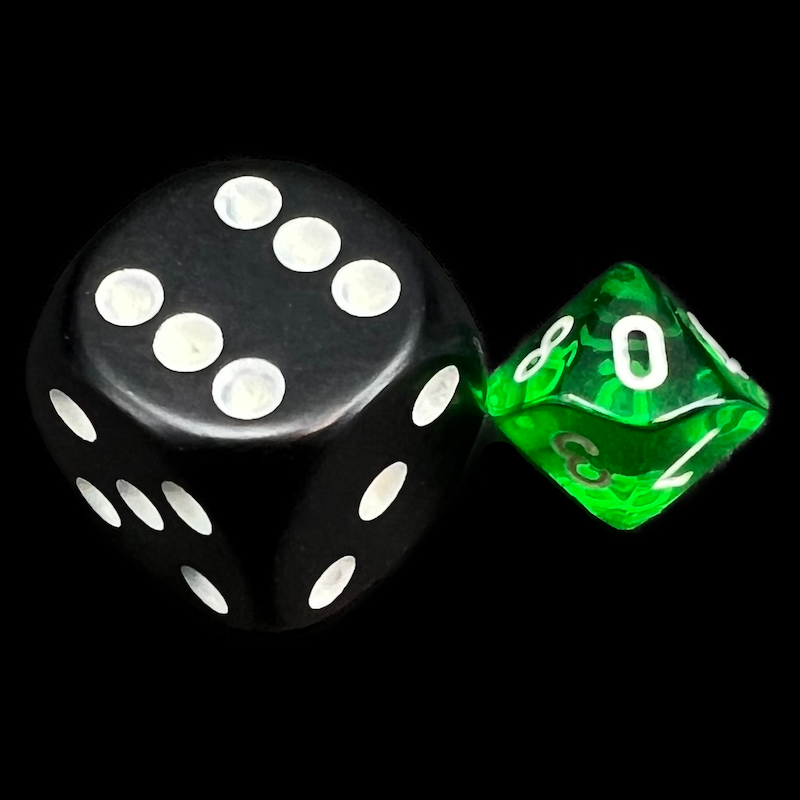 Chessex Translucent Green & White MINI-HEDRAL D10 Dice