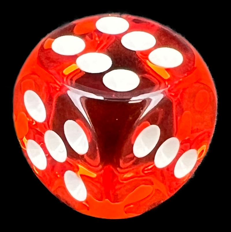 Chessex Translucent Orange & White 16mm D6 Spot Dice