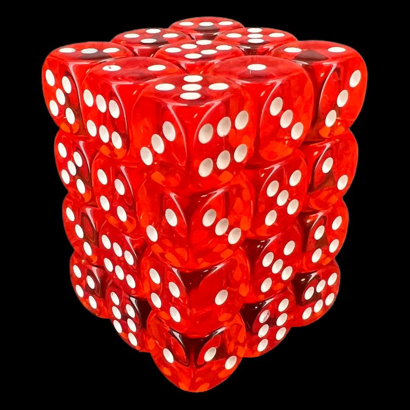 Chessex Translucent Orange & White 36 x D6 Dice Set