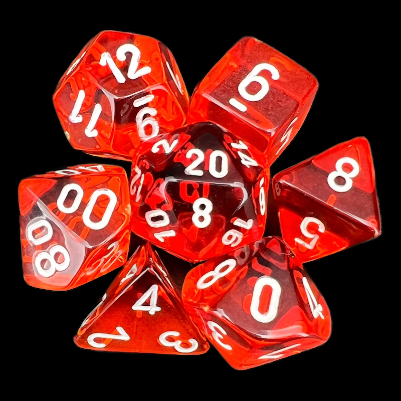 Chessex Translucent Orange & White 7 Dice Polyset