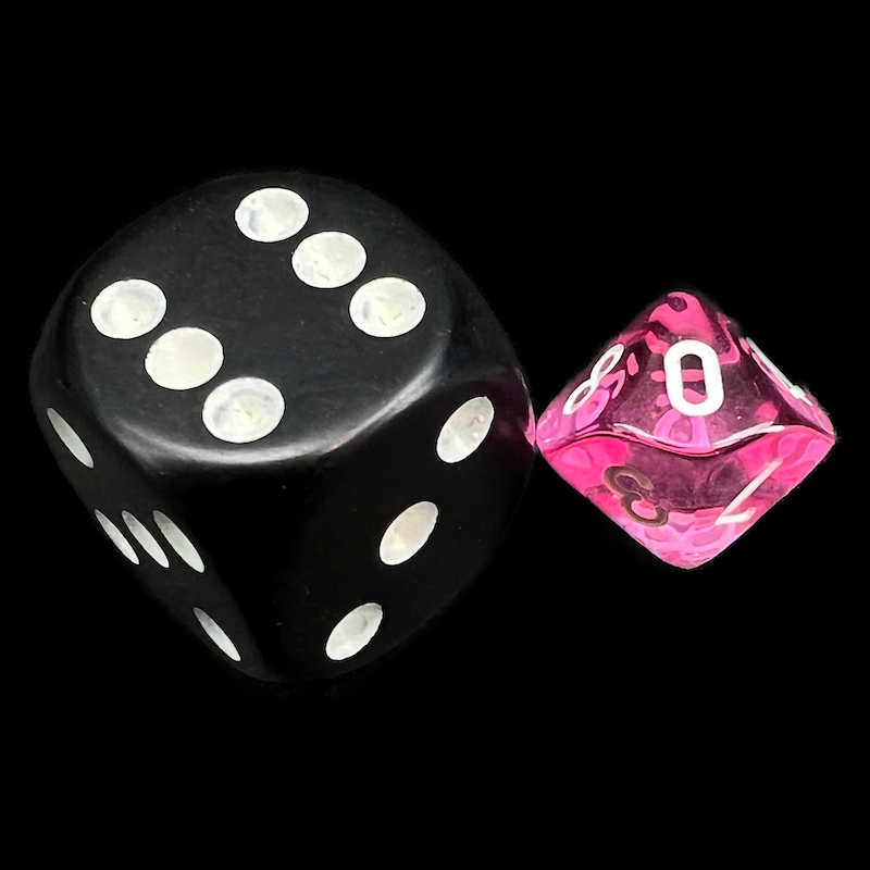 Chessex Translucent Pink & White MINI-HEDRAL D10 Dice