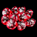 Chessex Translucent Red & White 10 x D10 Dice Set