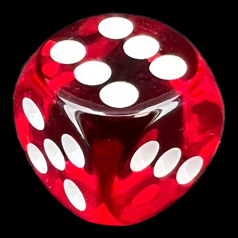 Chessex Translucent Red & White 16mm D6 Spot Dice