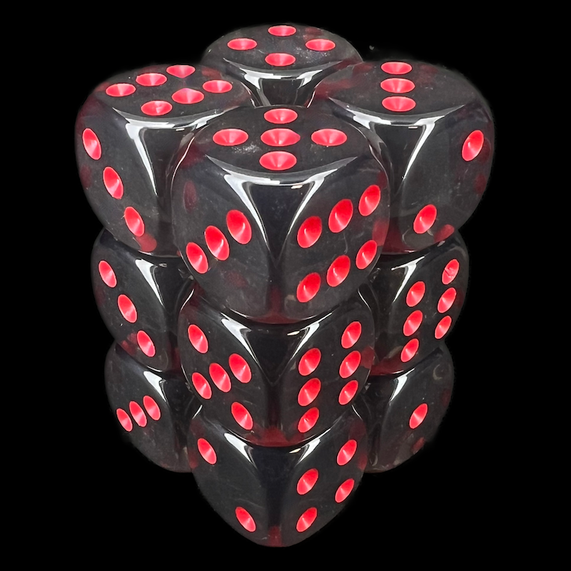 Chessex Translucent Smoke & Red 12 x D6 Dice Set