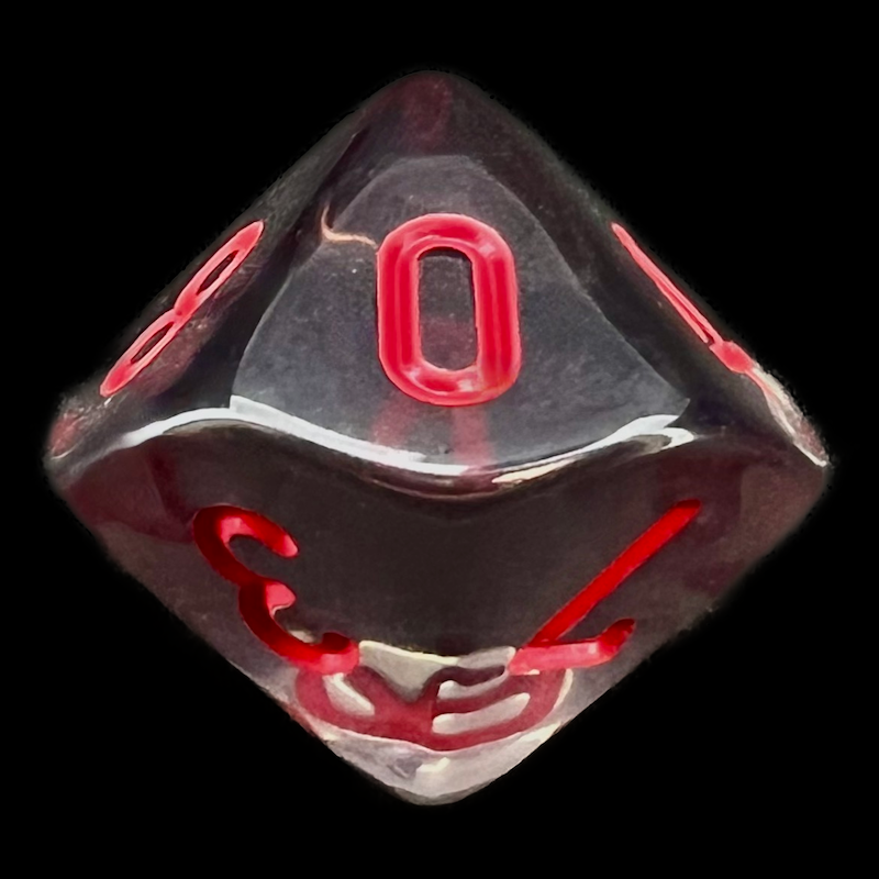 Chessex Translucent Smoke & Red D10 Dice