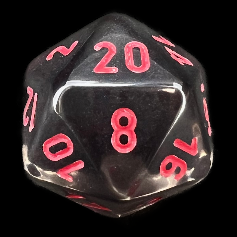 Chessex Translucent Smoke & Red D20 Dice
