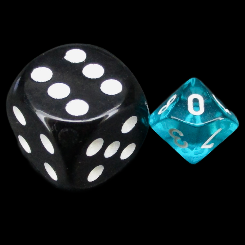 Chessex Translucent Teal & White MINI-HEDRAL D10 Dice