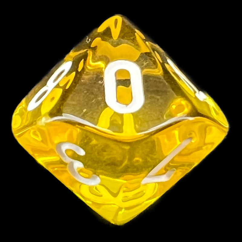Chessex Translucent Yellow & White D10 Dice