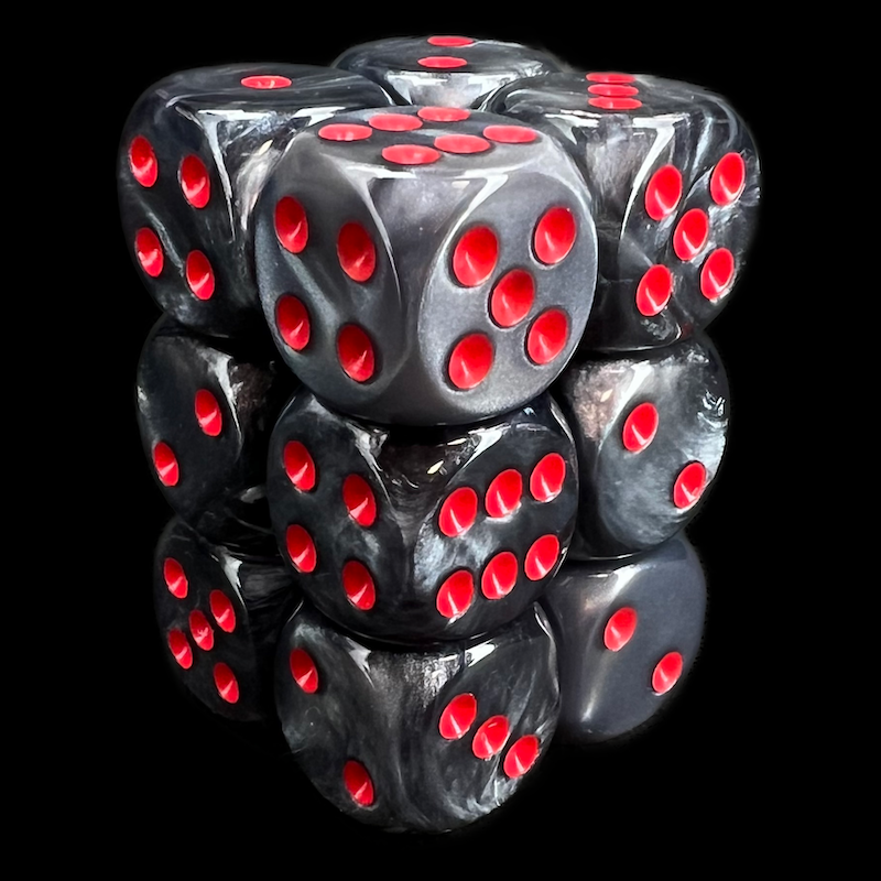 Chessex Velvet Black & Red 12 x D6 Dice Set