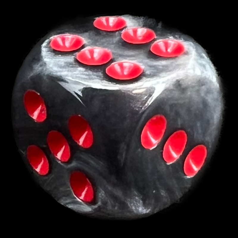 Chessex Velvet Black & Red 16mm D6 Spot Dice