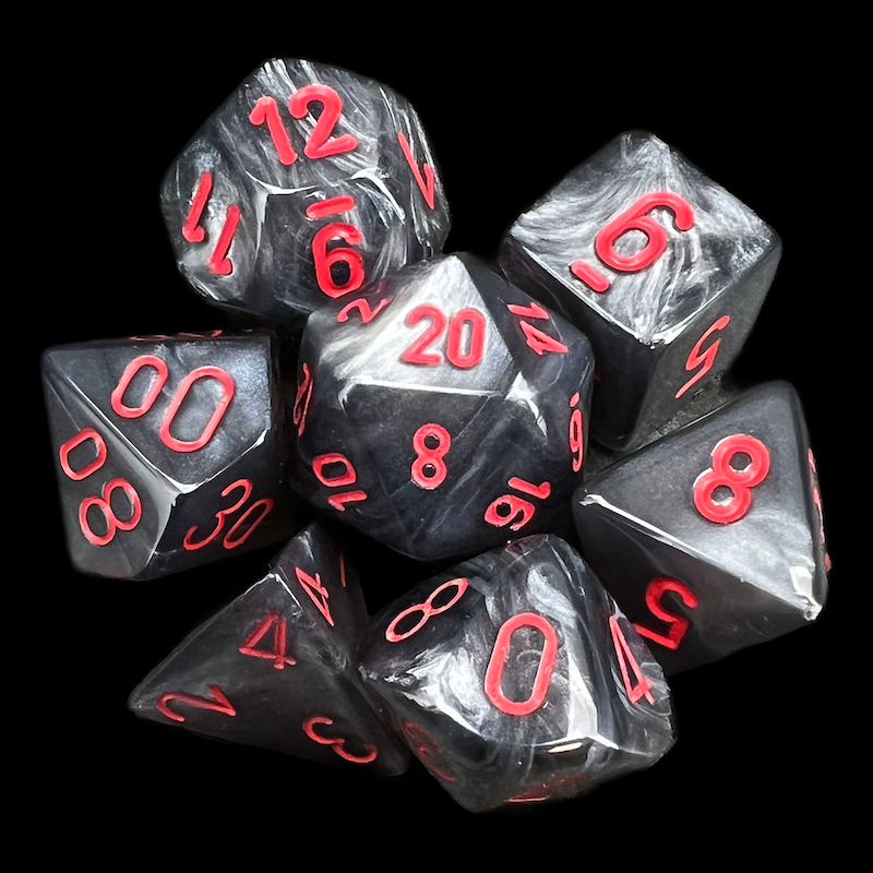 Chessex Velvet Black & Red 7 Dice Polyset