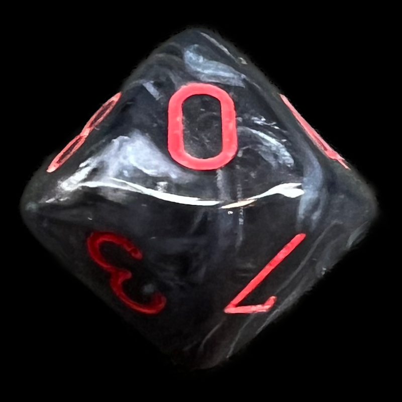 Chessex Velvet Black & Red D10 Dice
