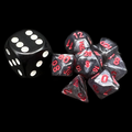 Chessex Velvet Black & Red MINI-HEDRAL 7 Dice Polyset with Dice Cube