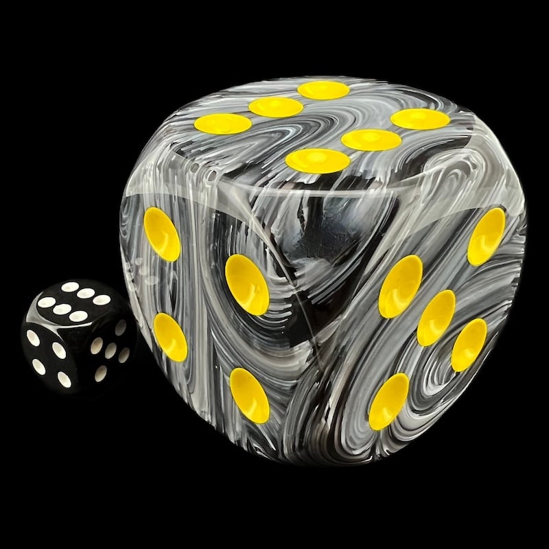 Chessex Vortex Black & Yellow MASSIVE 50mm D6 Spot Dice OOP
