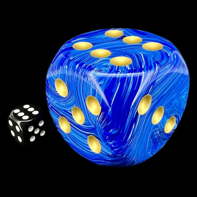 Chessex Vortex Blue & Gold MASSIVE 50mm D6 Spot Dice