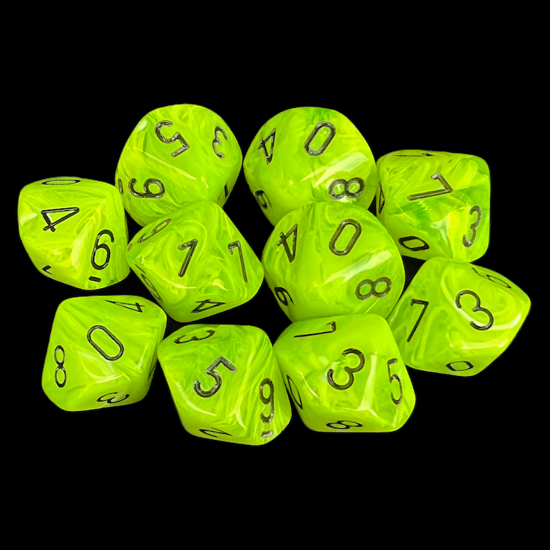 Chessex Vortex Bright Green 10 x D10 Dice Set