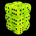 Chessex Vortex Bright Green & Black 12 x D6 Dice Set