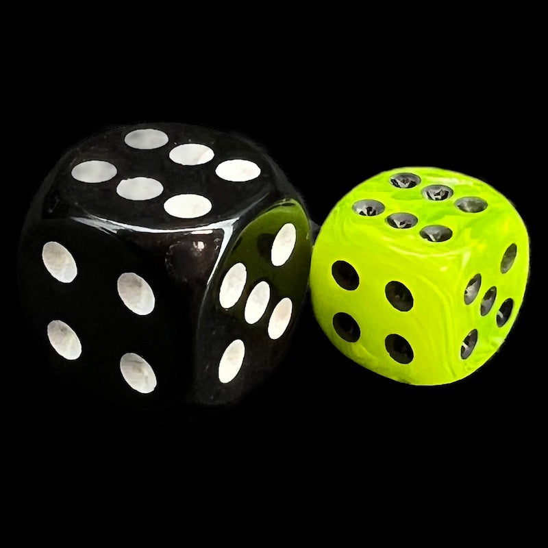 Chessex Vortex Bright Green & Black 12mm D6 Spot Dice