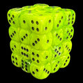 Chessex Vortex Bright Green & Black 36 x D6 Dice Set