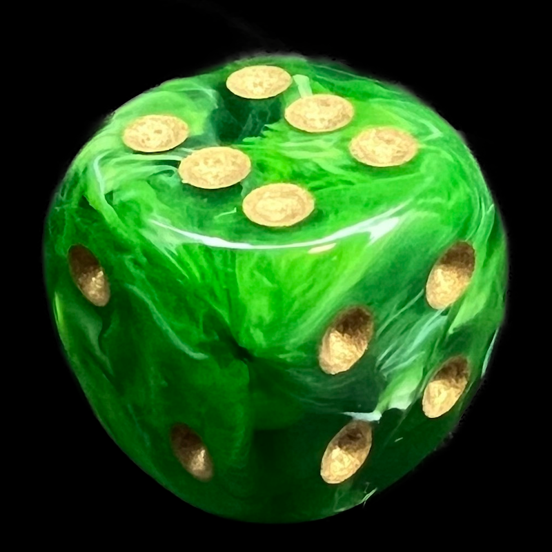 Chessex Vortex Green 16mm D6 Spot Dice