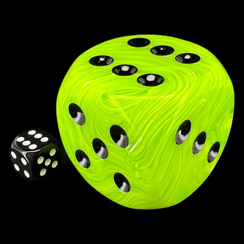 Chessex Vortex Bright Green & Black MASSIVE 50mm D6 Spot Dice